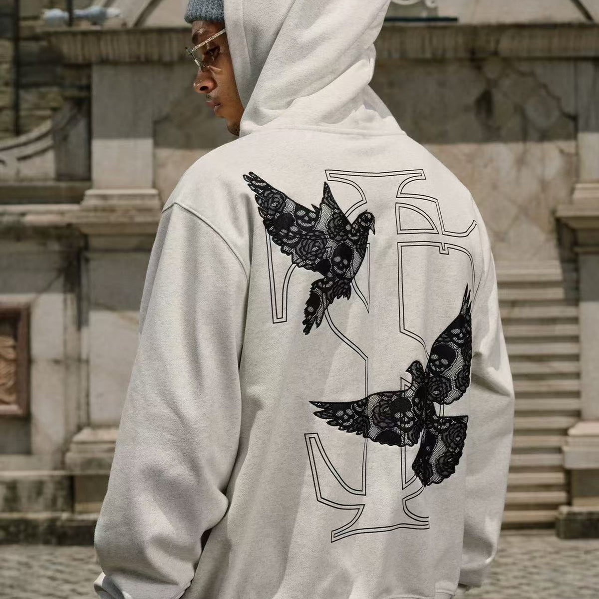 STK Vintage Lace and Peace Dove Design Hoodie