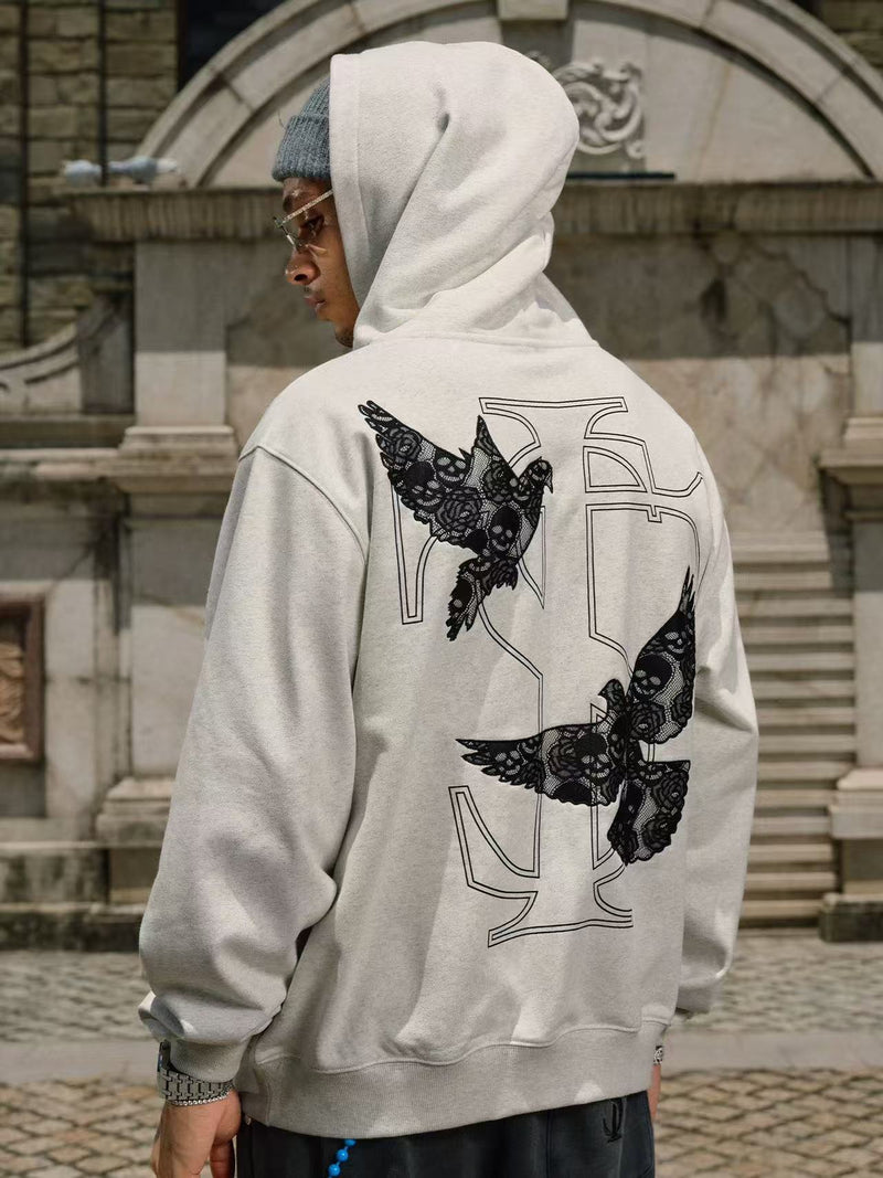STK Vintage Lace and Peace Dove Design Hoodie