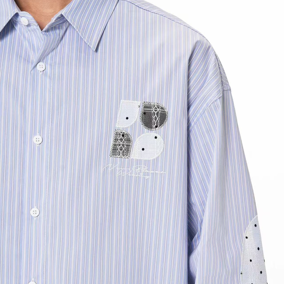 BIPOLAR Lace Plaid Patchwork Striped Polo Shirts