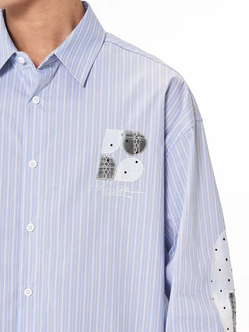 BIPOLAR Lace Plaid Patchwork Striped Polo Shirts