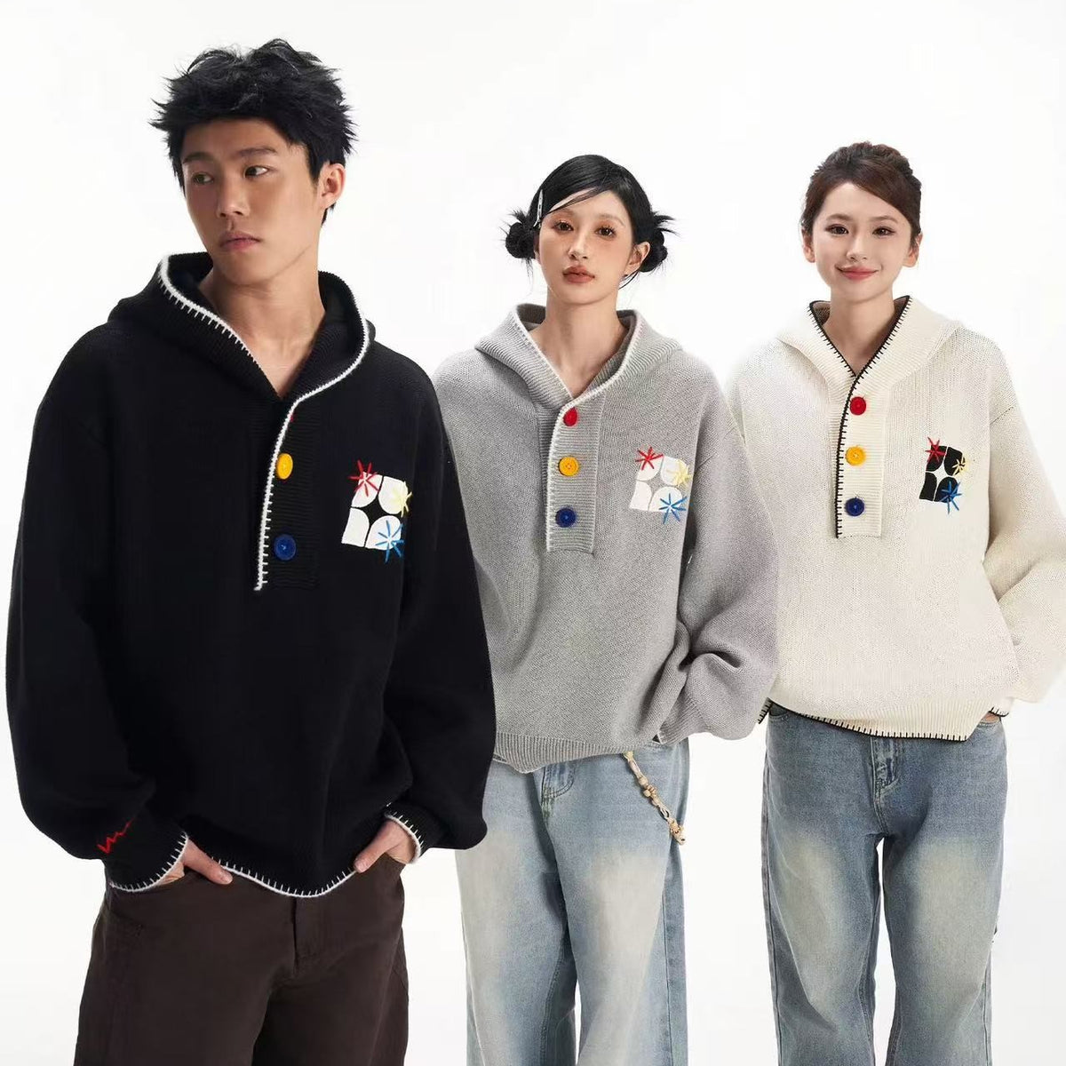 BIPOLAR Hyphenation Patch Embroidered Hooded Sweater