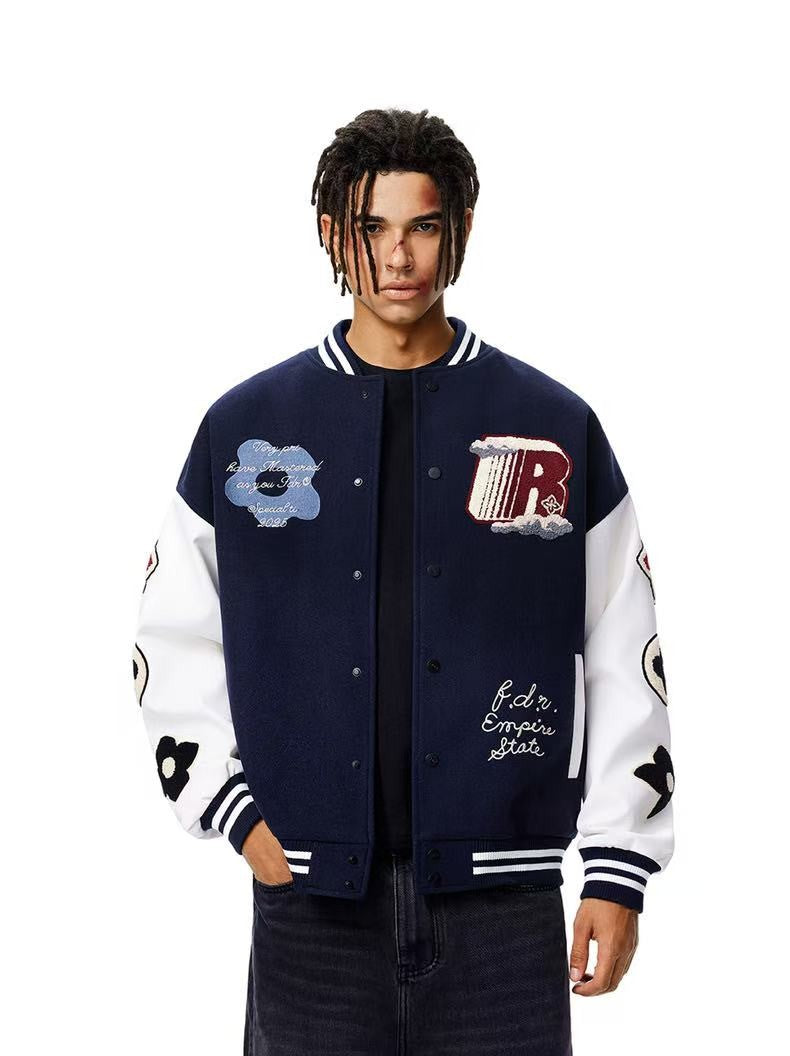 FDR R Logo Cloud Towel Embroidered Varrsity Jacket