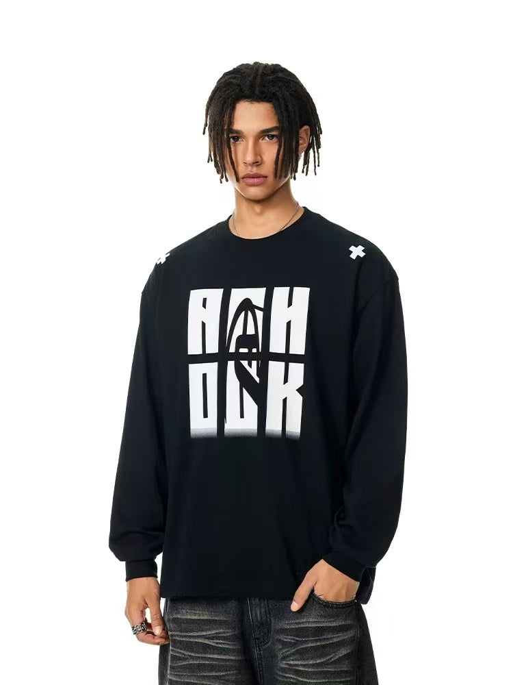 ACHOCK Heavy Letter Print Long-sleeve T-shirt