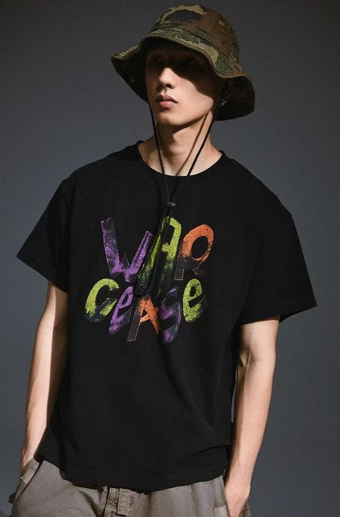 REMEDY Vintage War Cease Match Print Short-sleeve T-shirt