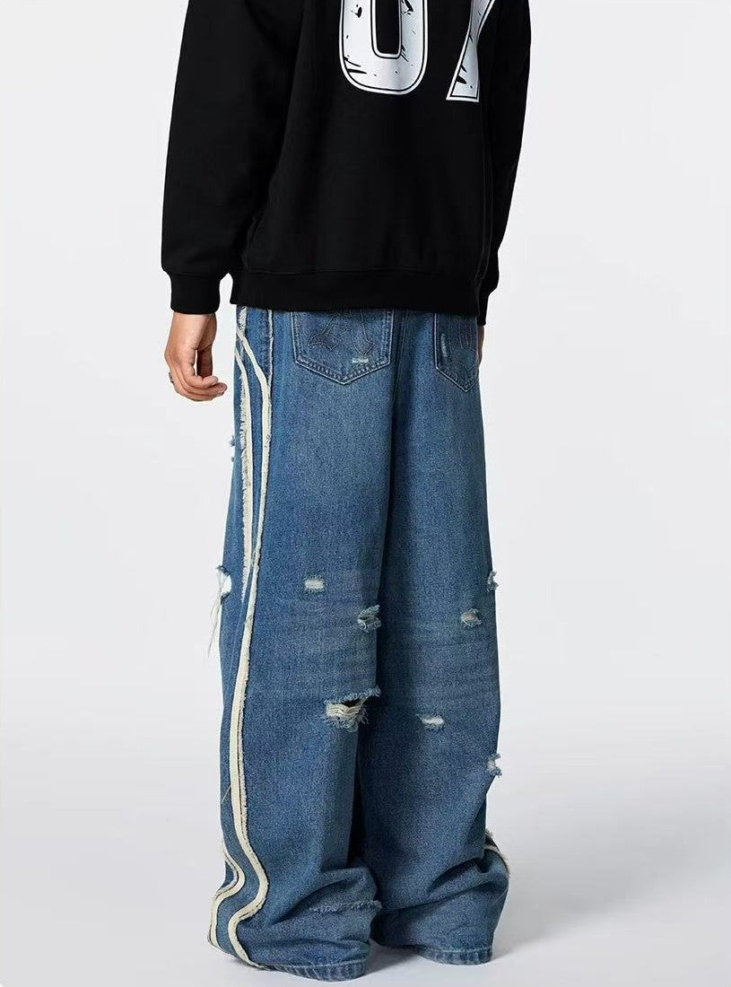 ACHOCK Washed Ripped Distressed Jeans