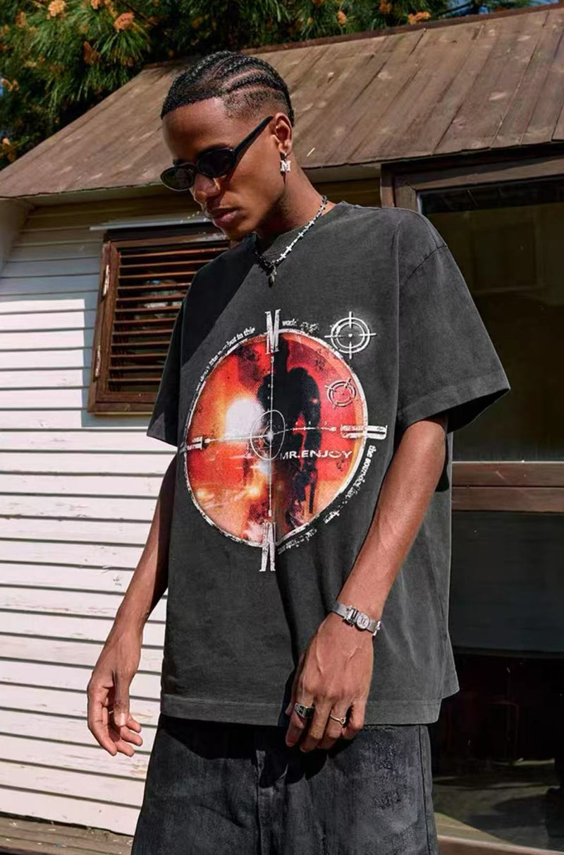 MEDM Washed Thermoset Oil Short-sleeved T-shirt