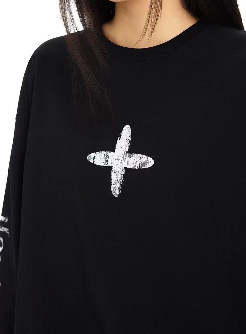 ACHOCK Retro Simple Cross Long-sleeved Tee