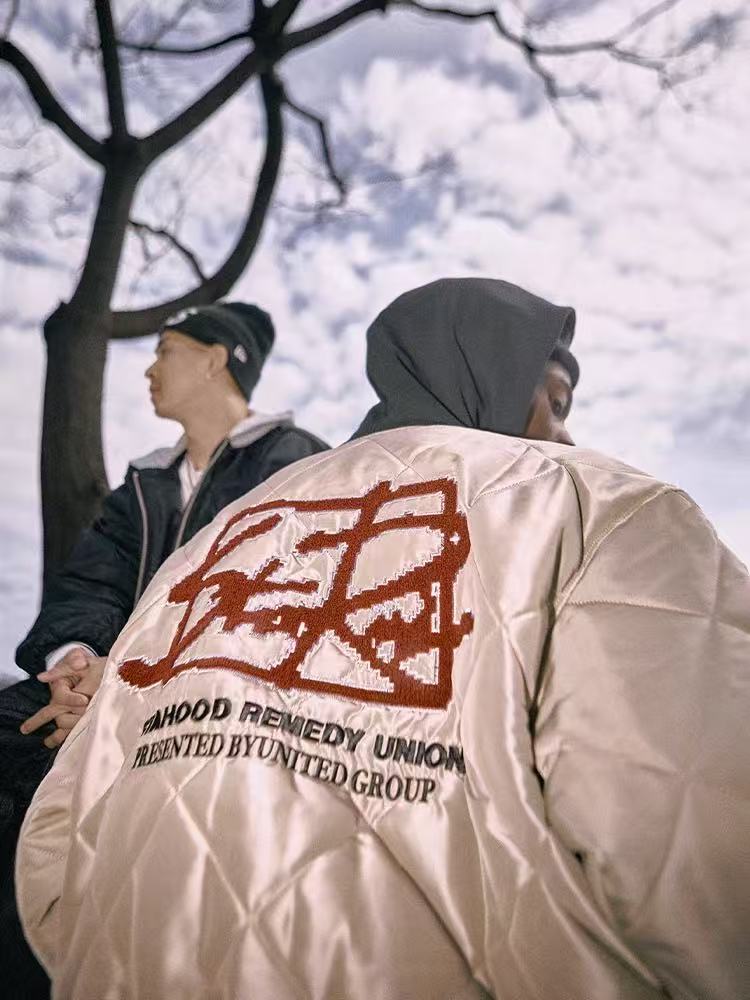 REMEDYxSTA Embroidered Quilted Baseball Hooded Jersey