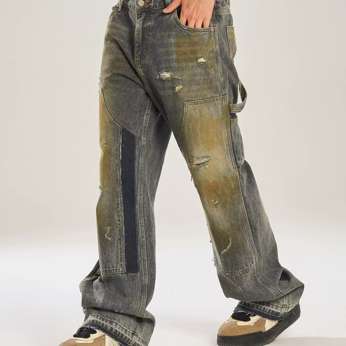 BIPOLAR Washed Dirty Blue Denim Jeans