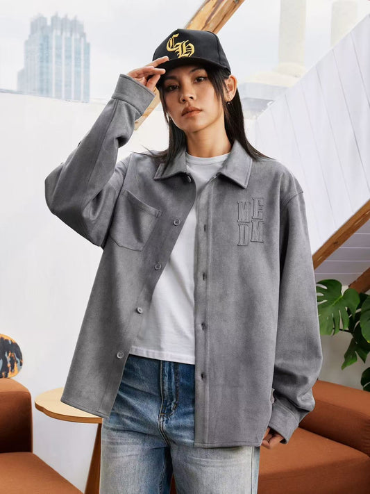 MEDM  Basic Logo Suede Shirt Jacket