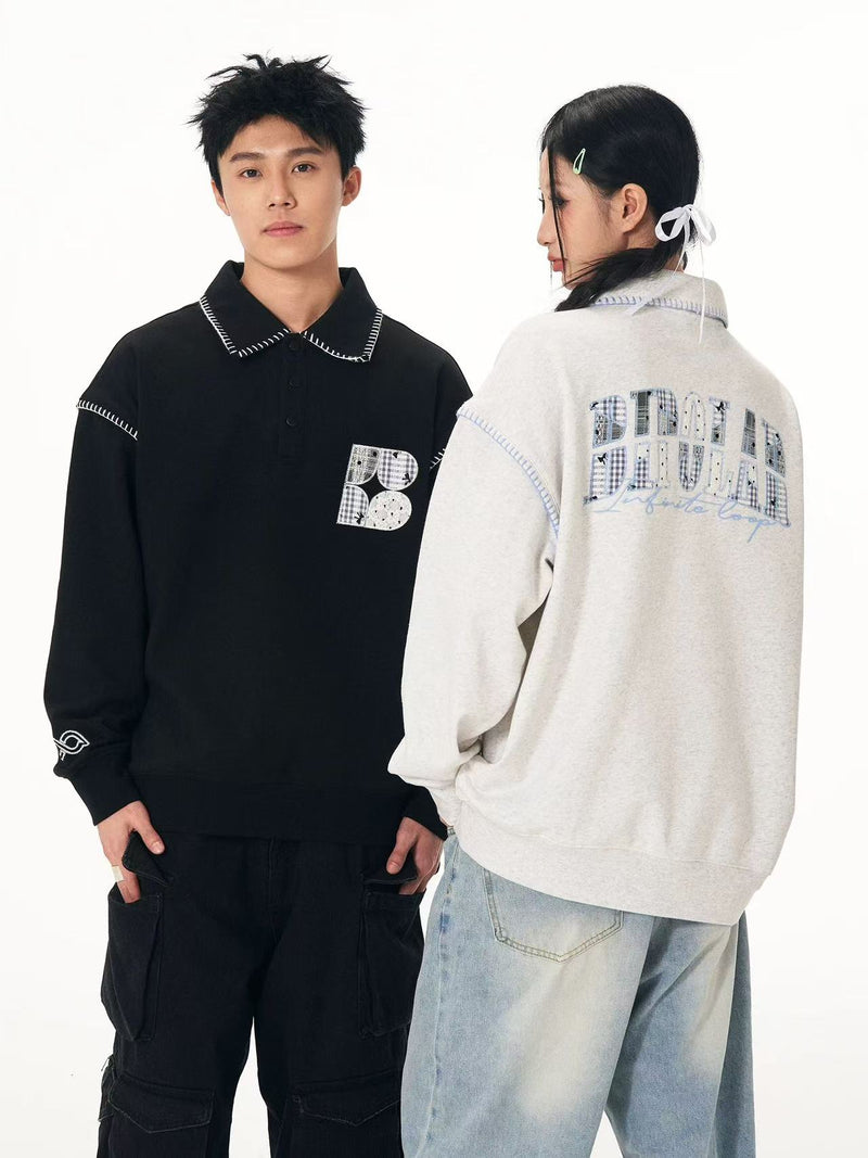 BIPOLAR Lace Patch Polo Sweatshirt
