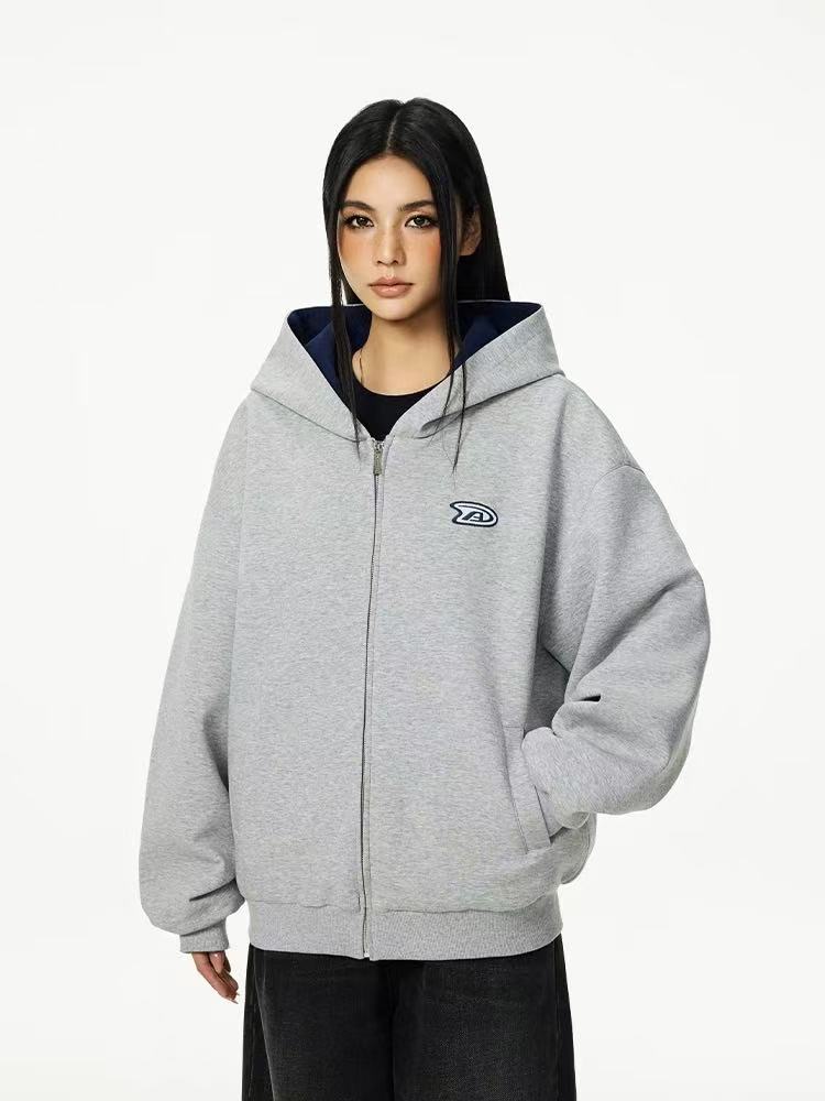 ACHOCK Logo Print Two-tone Hooded Sweatshirt