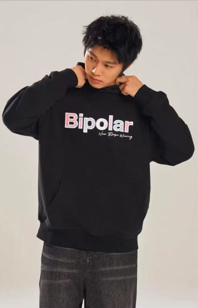 BIPOLAR Colorful Plaid Patch Logo Hoodie