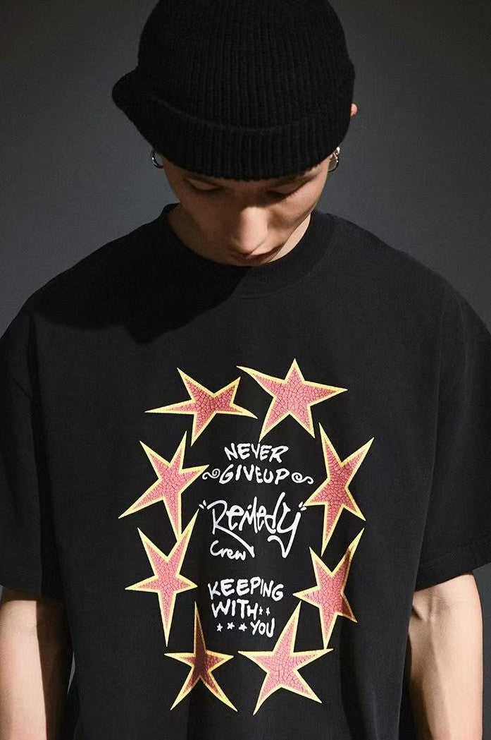 REMEDY Retro Star Print Short-sleeve T-shirt