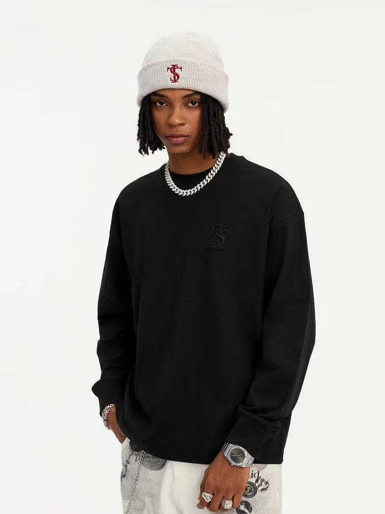 STK Vintage Circular Applique Embroidered Long-Sleeve T-Shirt