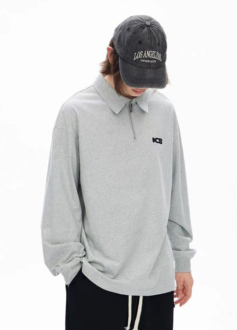 ICONSLAB Monogram Half-zip Long-sleeve Polo Shirt