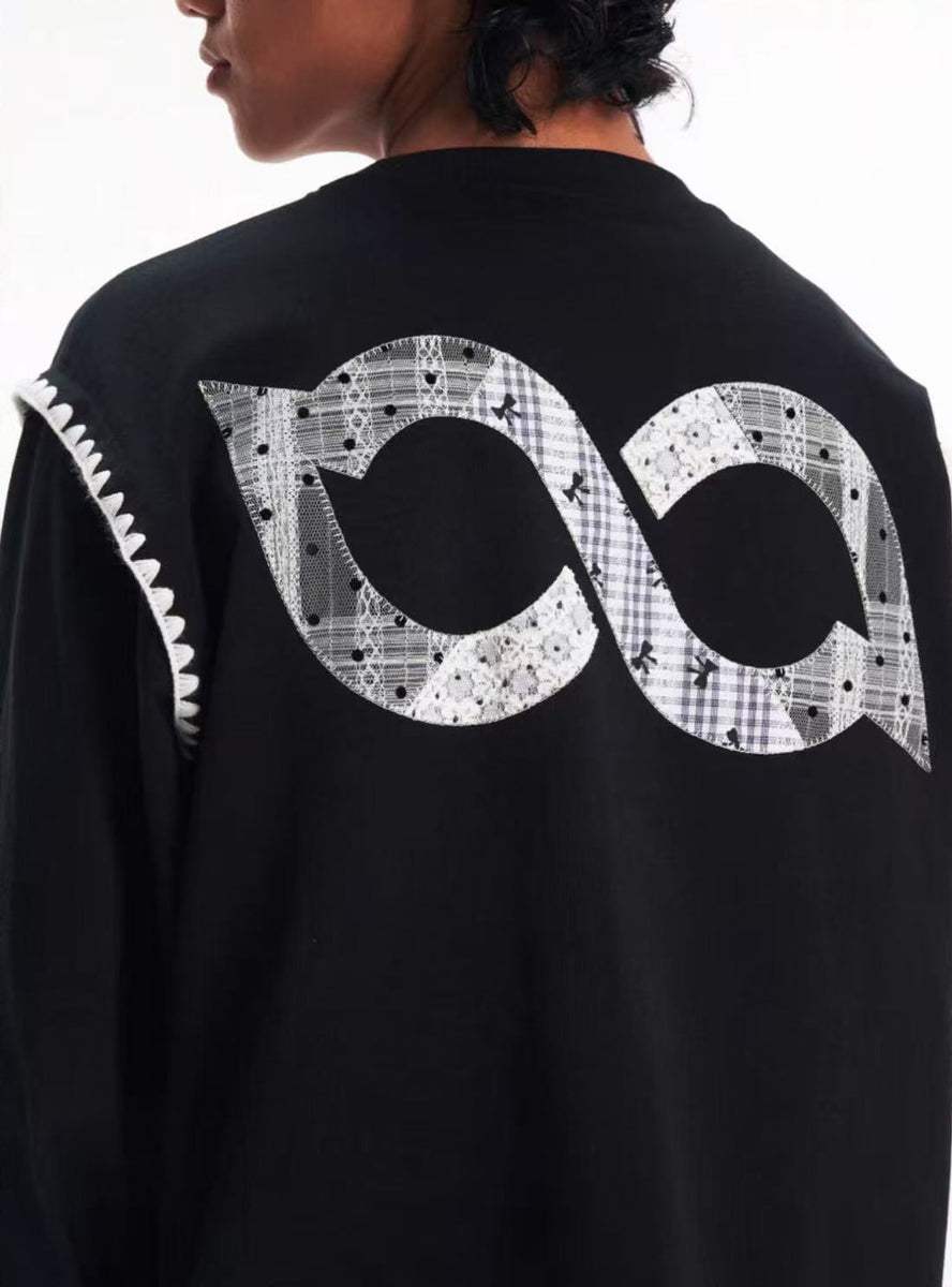 BIPOLAR Lace Polka Dot Patch Long-sleeve T-shirt