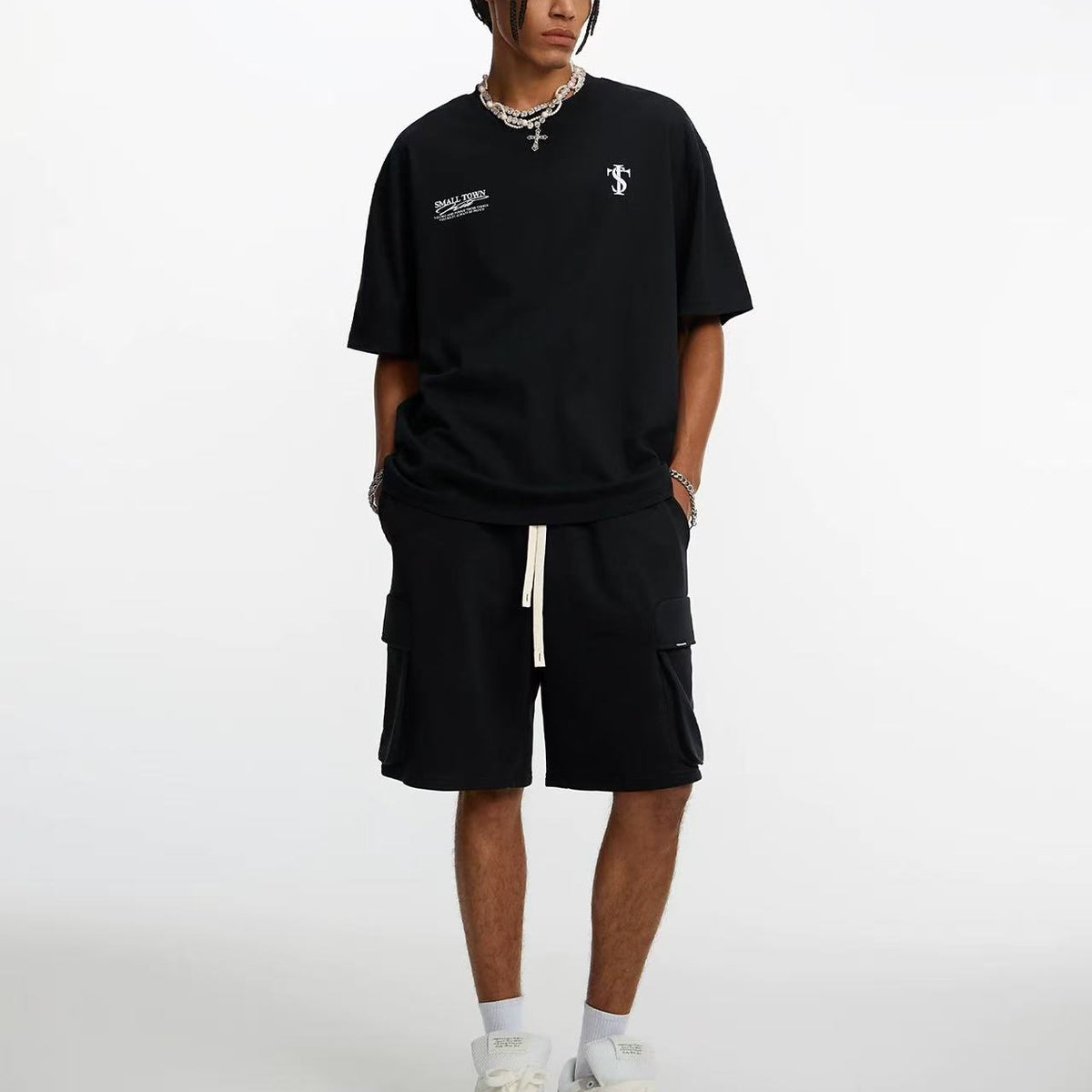 STK  Pocket Embroidered Knit Shorts