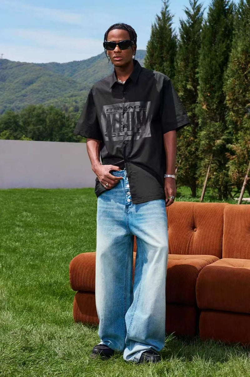 MEDM Tonal Offset Printed Short Sleeve Shirt