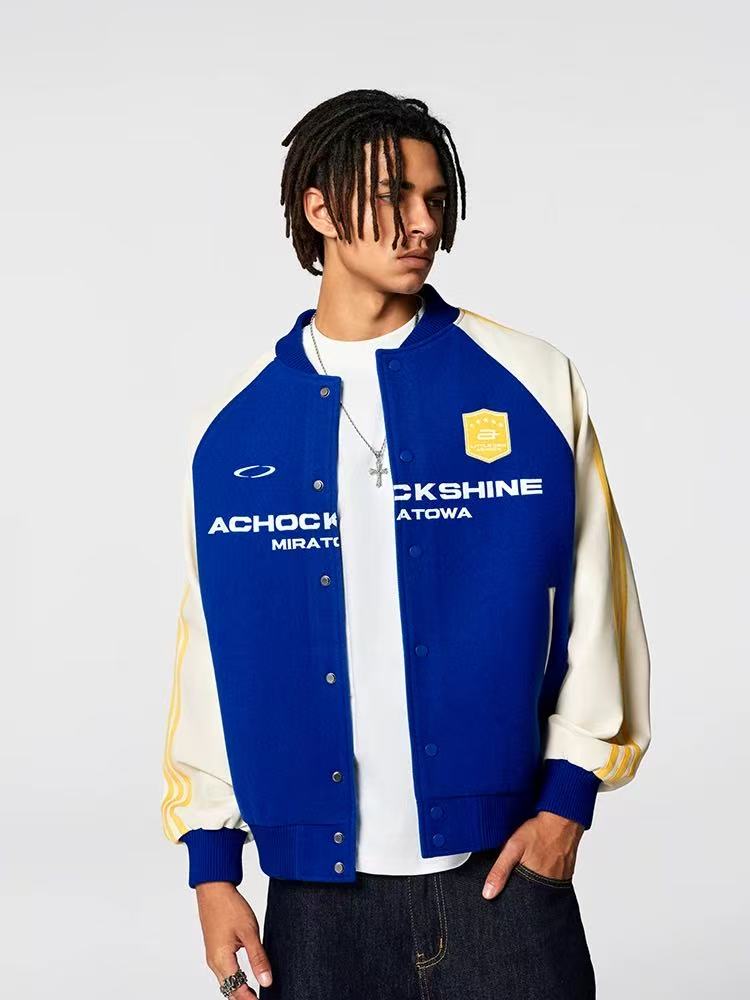 ACHOCK Stitched Contrasting Retro Baseball Jacket
