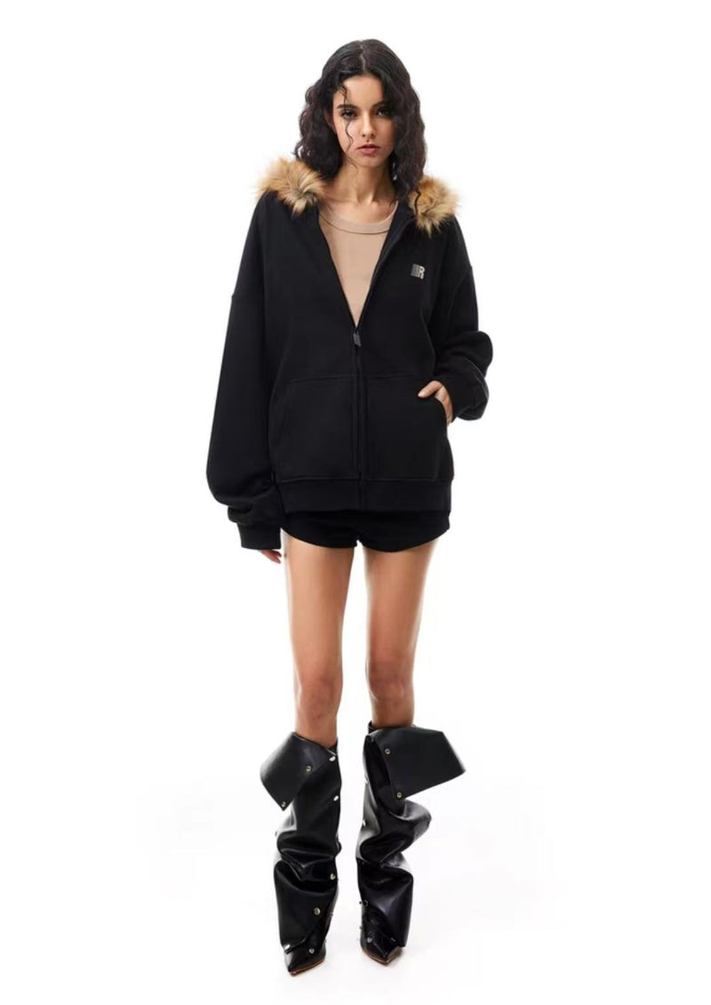 FDR Fur Collar Zipper Hoodie