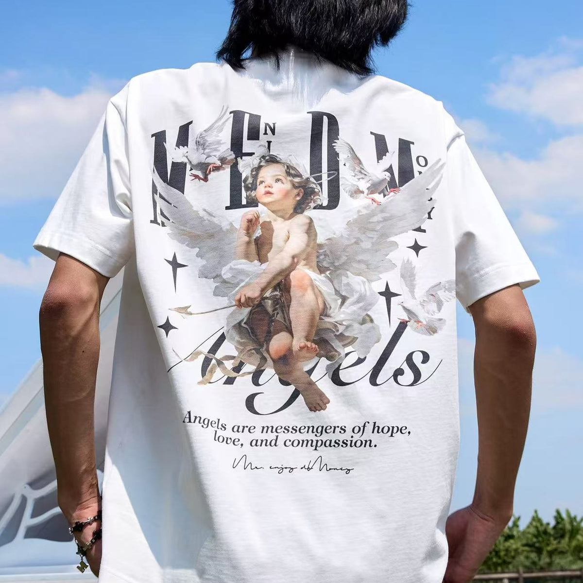 MEDM Angel Print Short-sleeve T-Shirt