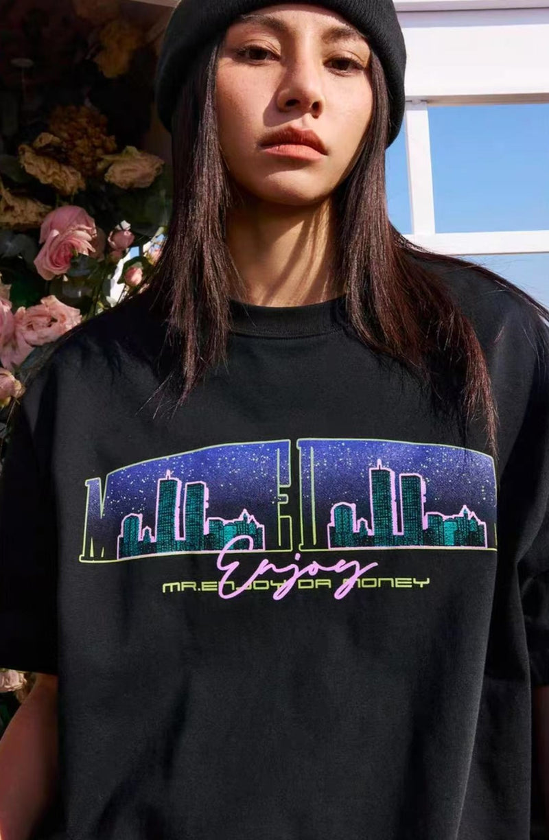 MEDM Sleepless City Printed Short-sleeved T-shirt