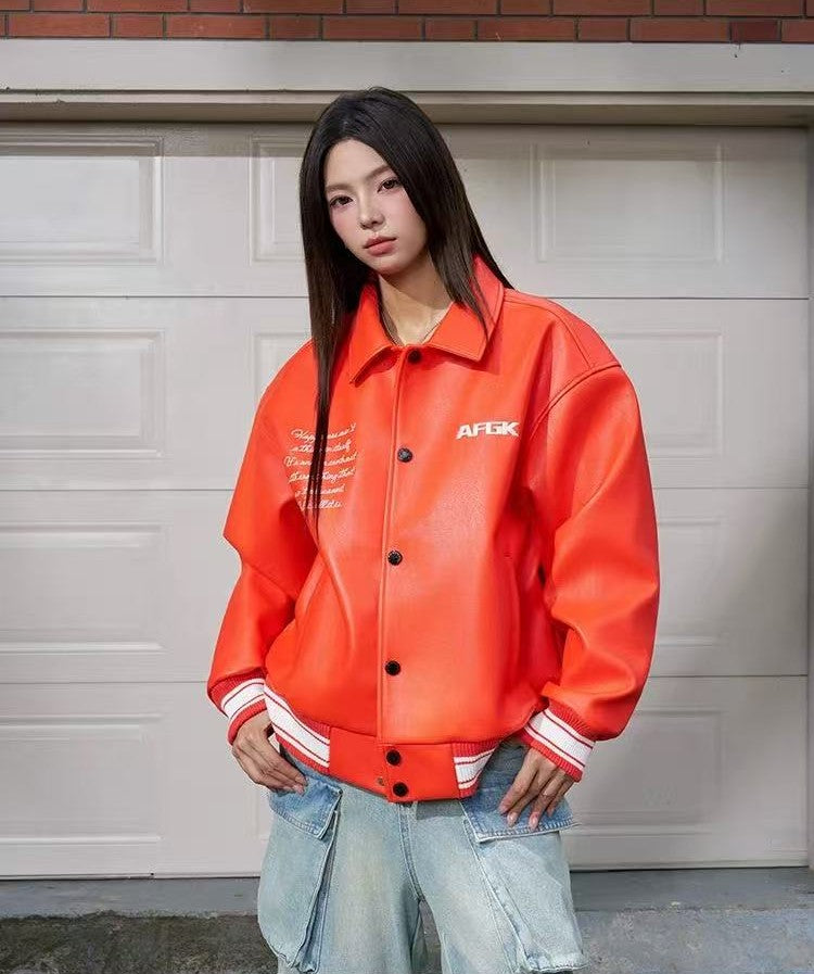 AFGK Star Angel Embroidered Leather Jacket