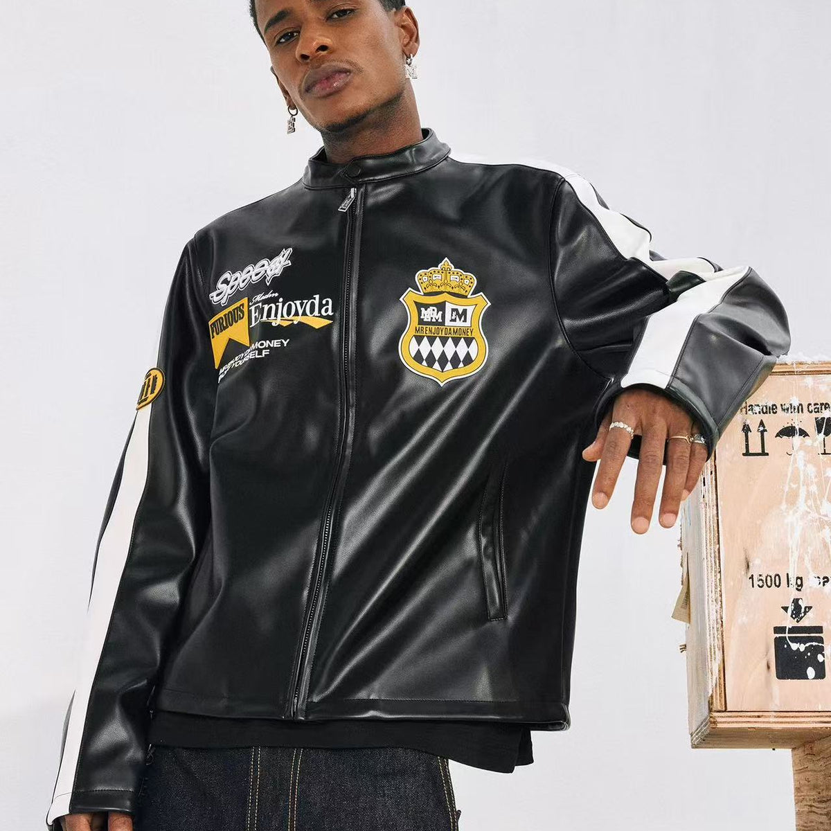 MEDM Retro Racing Leather Jacket
