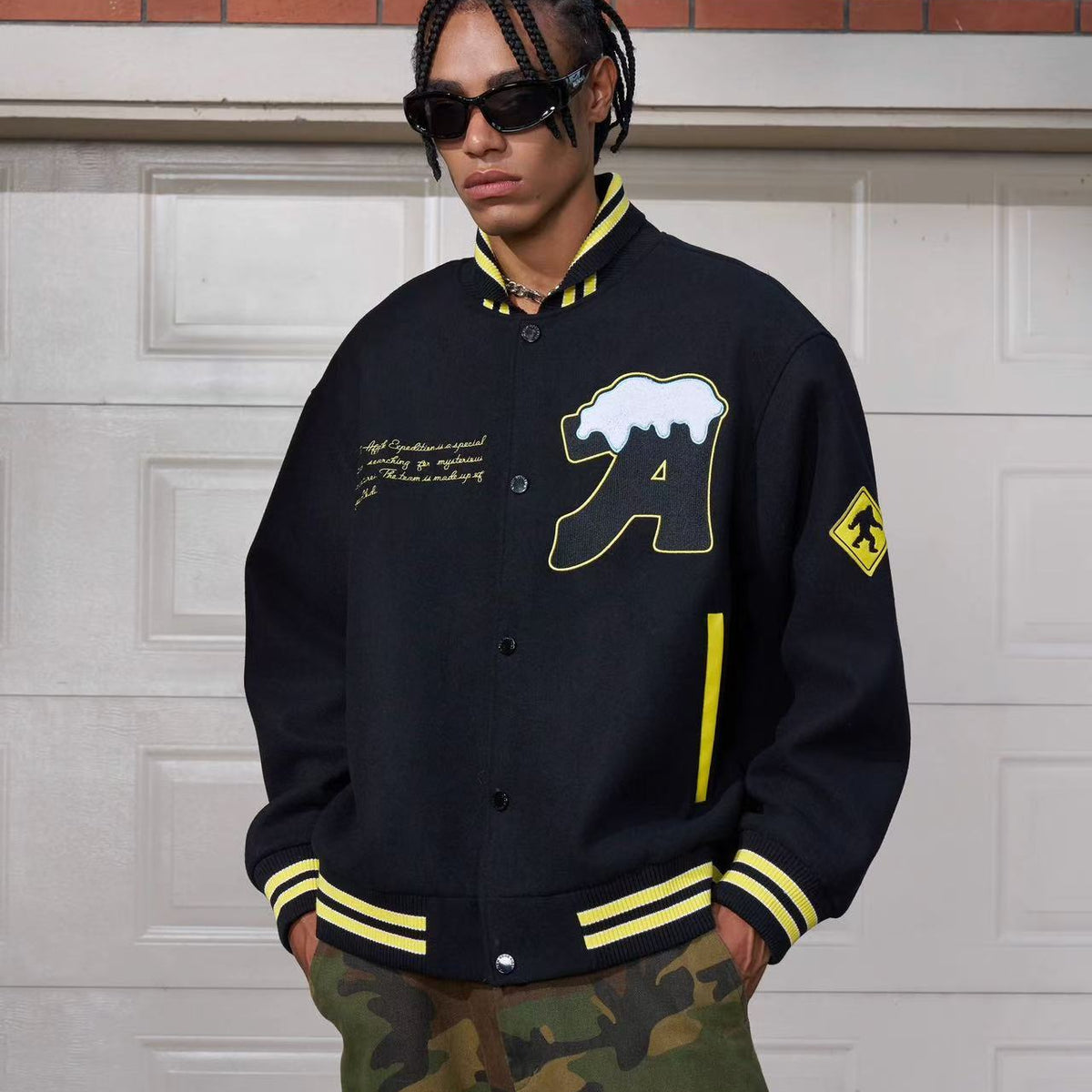 AFGK Yeti Logo Embroidered  Baseball Jacket