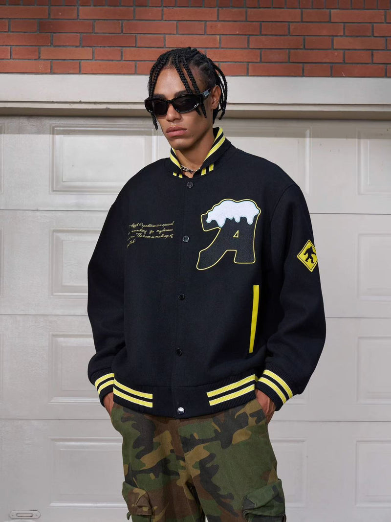 AFGK Yeti Logo Embroidered  Baseball Jacket