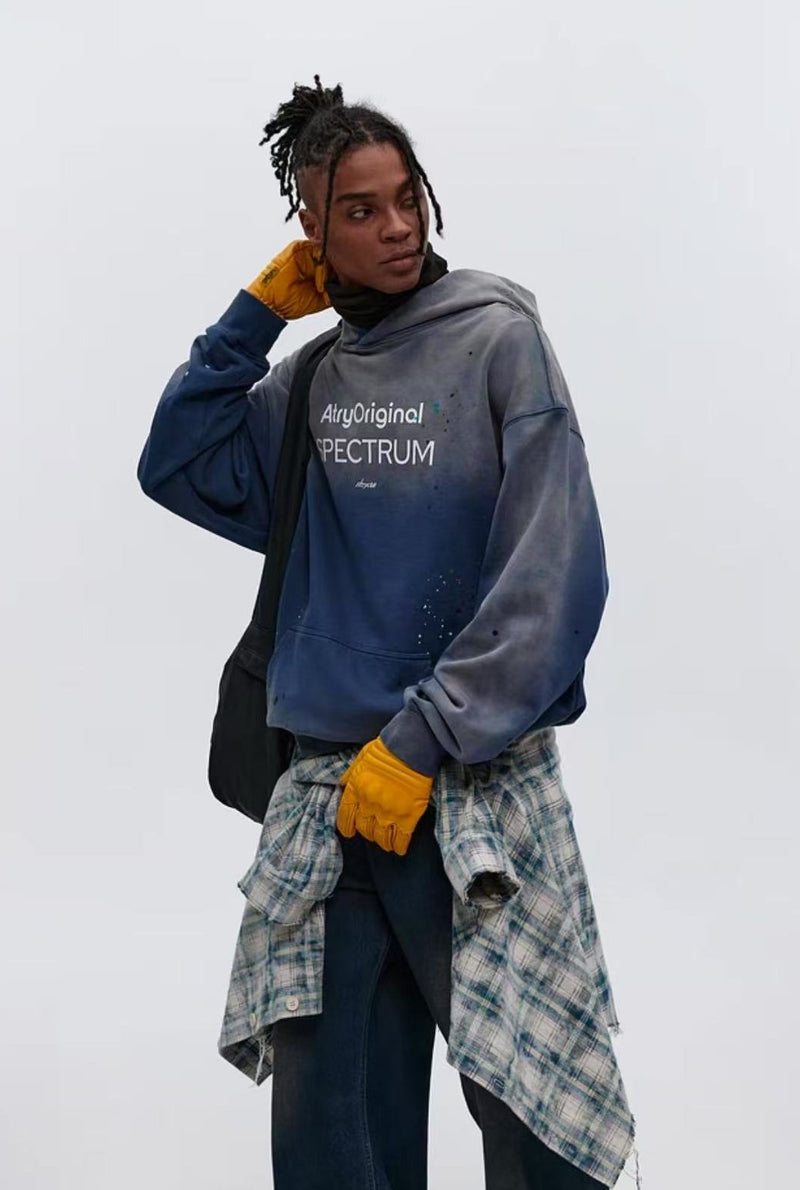 ATRY Hand-painted Splash-ink Gradient Washed Hoodie
