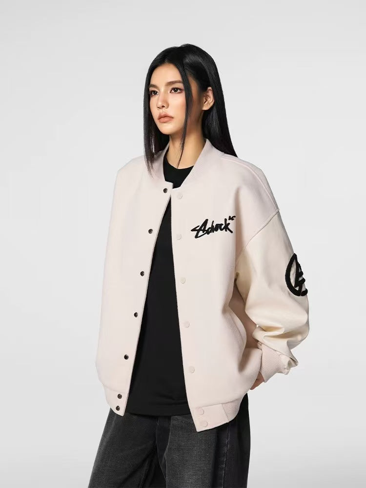 ACHOCK Retro Patchwork PU Leather Jacket