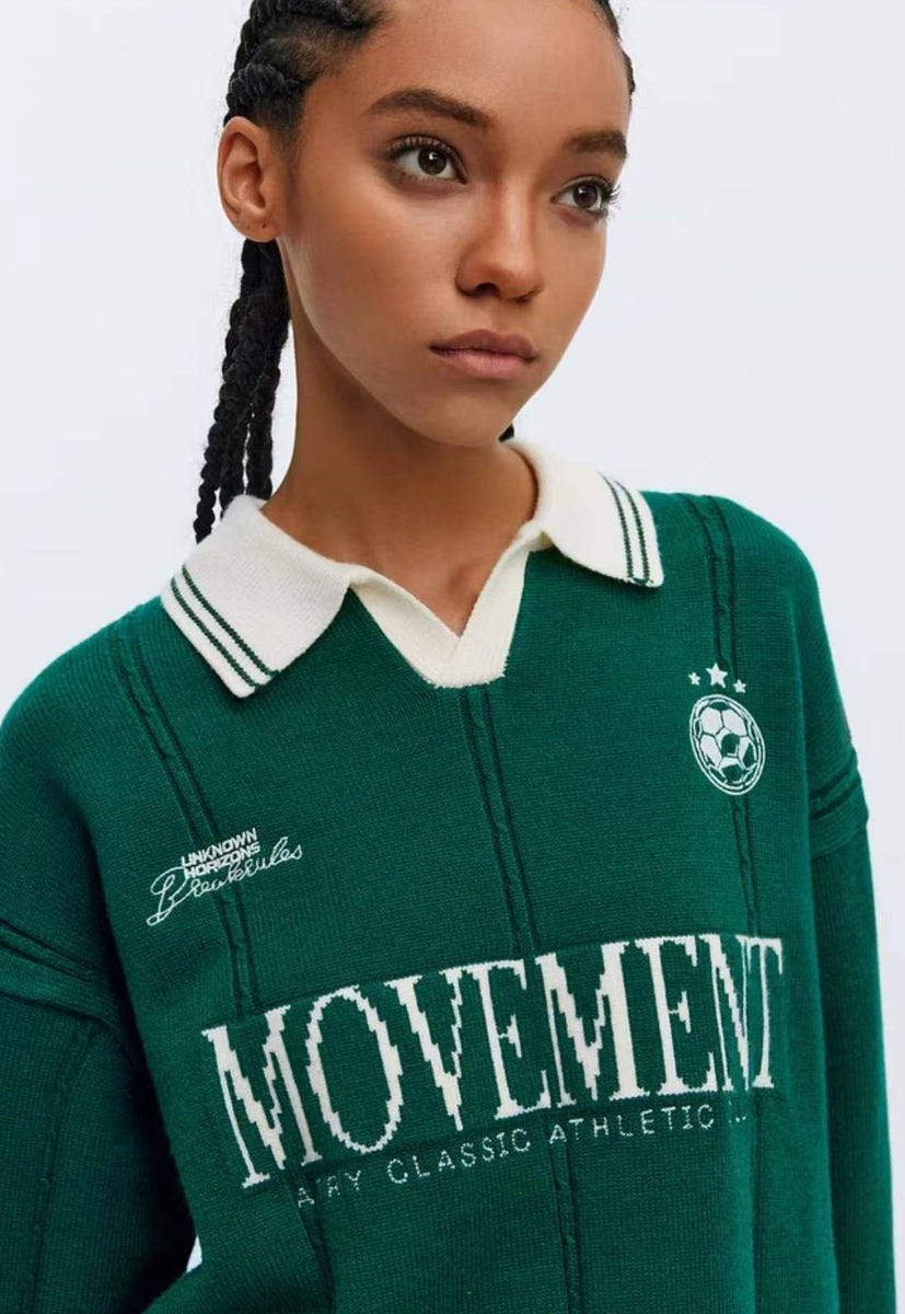 ATRY Contrast Embroidered POLO Striped Sweater
