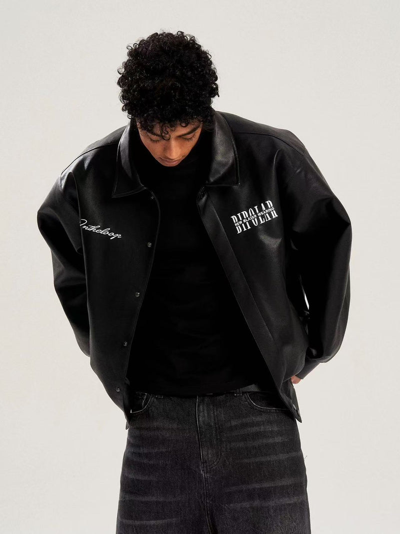 BIPOLAR Logo Embroidered Leather Jacket