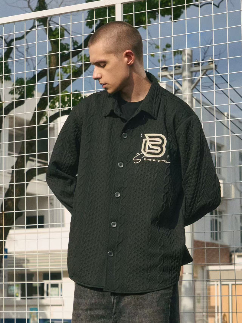 BIPOLAR Logo Printed Textured Long-sleeve Shirts