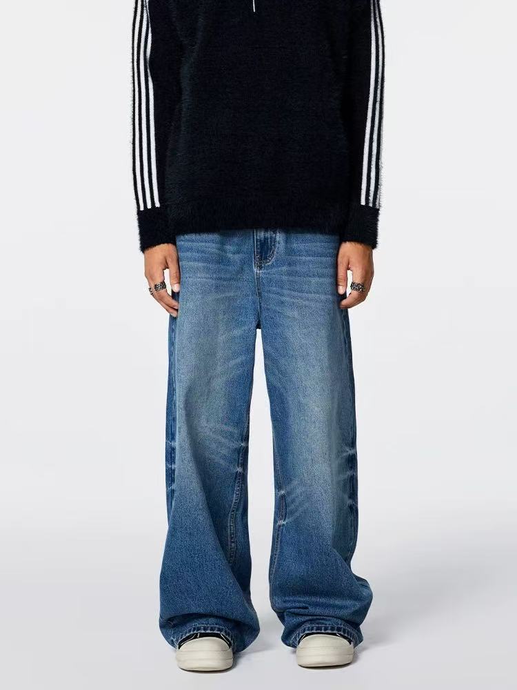 ACHOCK Vintage Washed Logo Stitching Jeans