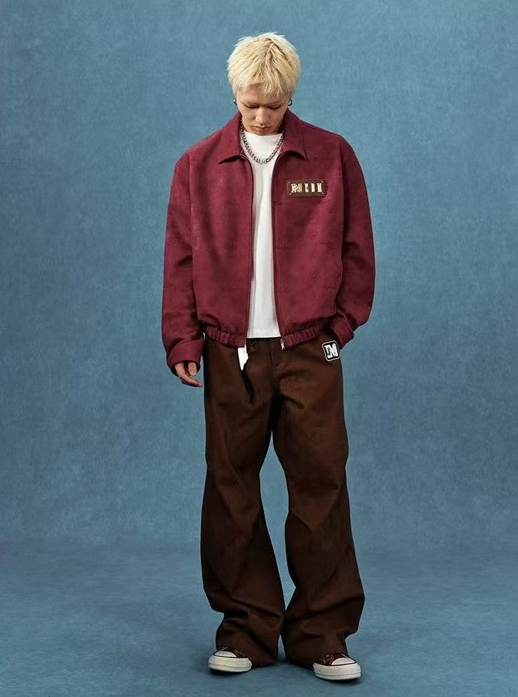 MEDM Suede Leather Brand Lapel Jacket