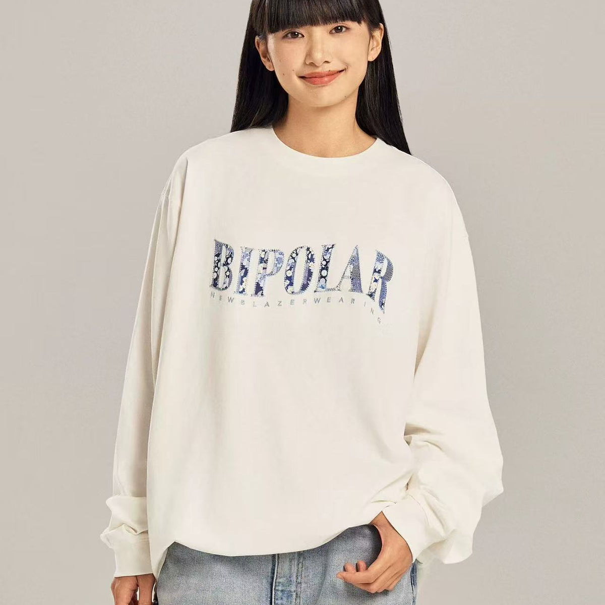 BIPOLAR Vintage Floral Patch Long-sleeve T-shirt