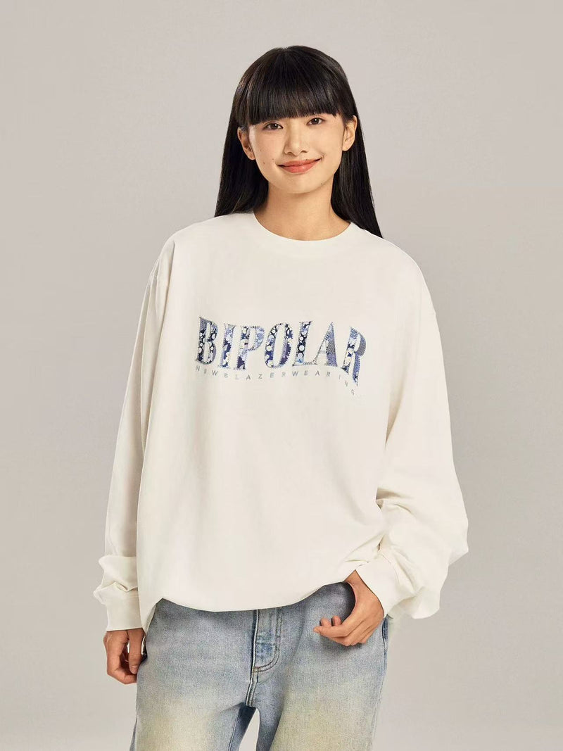 BIPOLAR Vintage Floral Patch Long-sleeve T-shirt