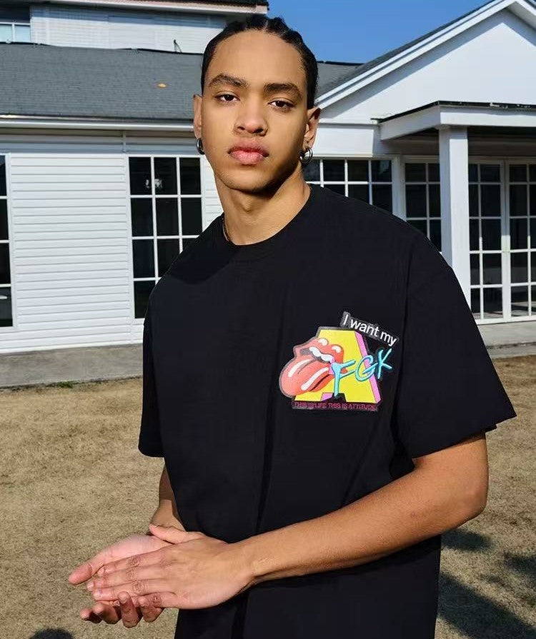 AFGK Parody MTV Embroidered Short sleeves T-shirt