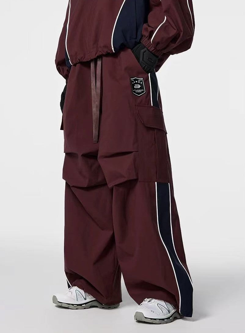 ACHOCK Retro Vintage Side Stripe Outdoor Cargo Paratrooper Pants