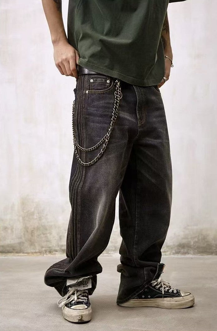 REMEDY Striped Washed Jeans