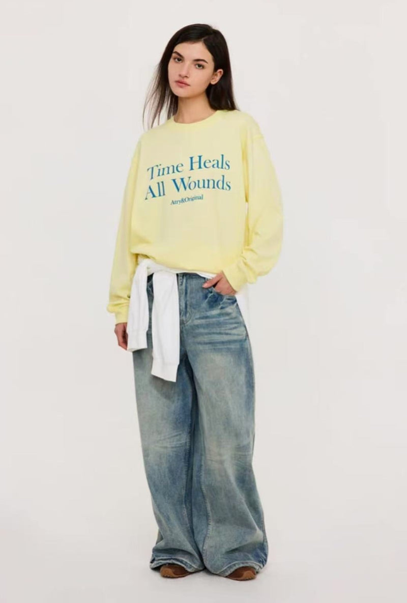 ATRY Slogan Letters Contrast Color Sweater