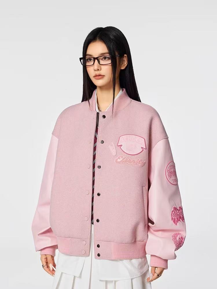 ACHOCK Vintage Embroidered Baseball Jacket