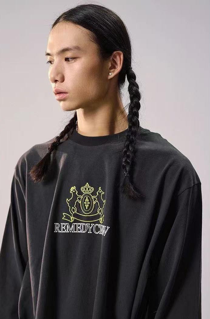 REMEDY Logo Print Four-sleeves Design Long-sleeve Tee