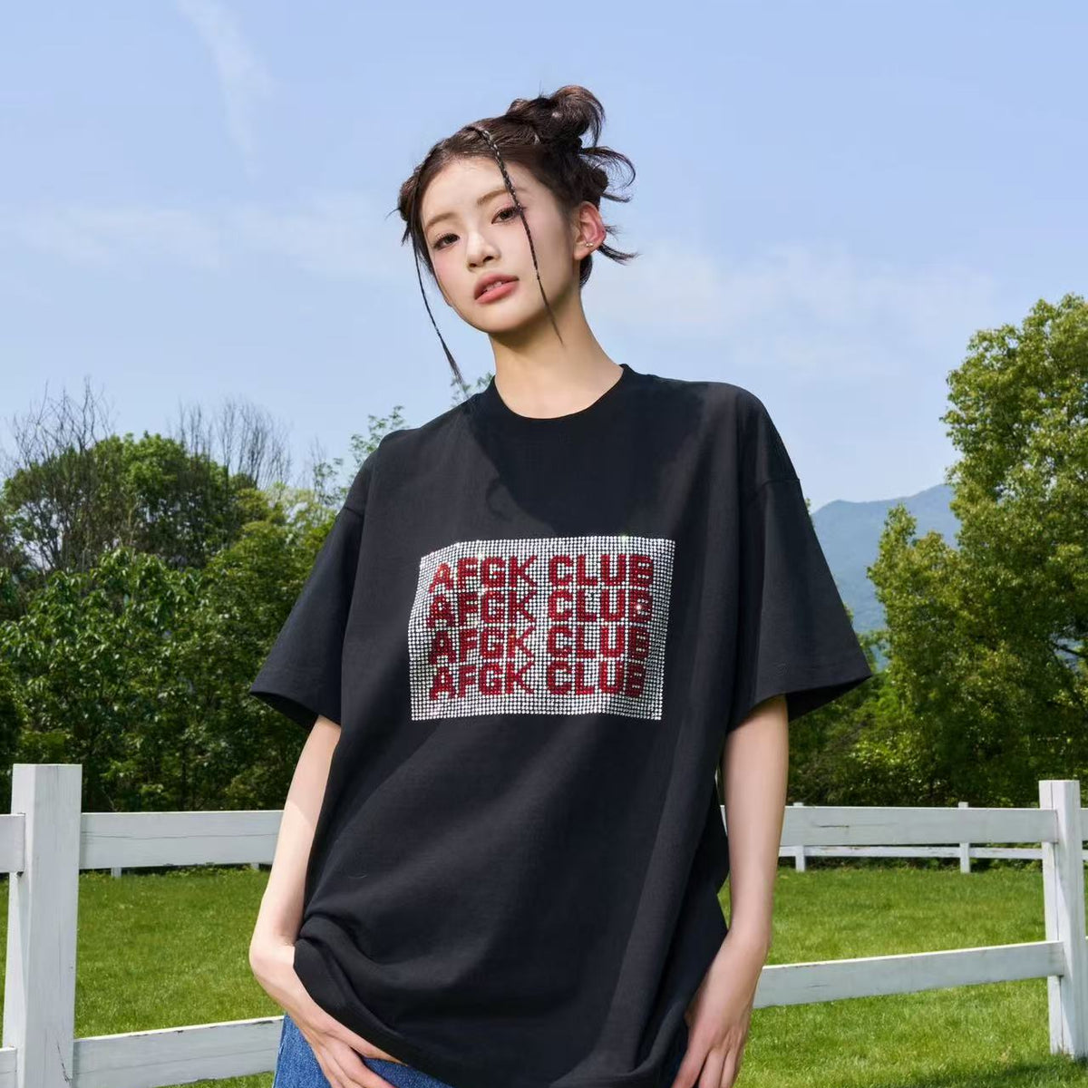 AFGK "GoodKids" Hot Diamond Printed Short-sleeved T-shirt