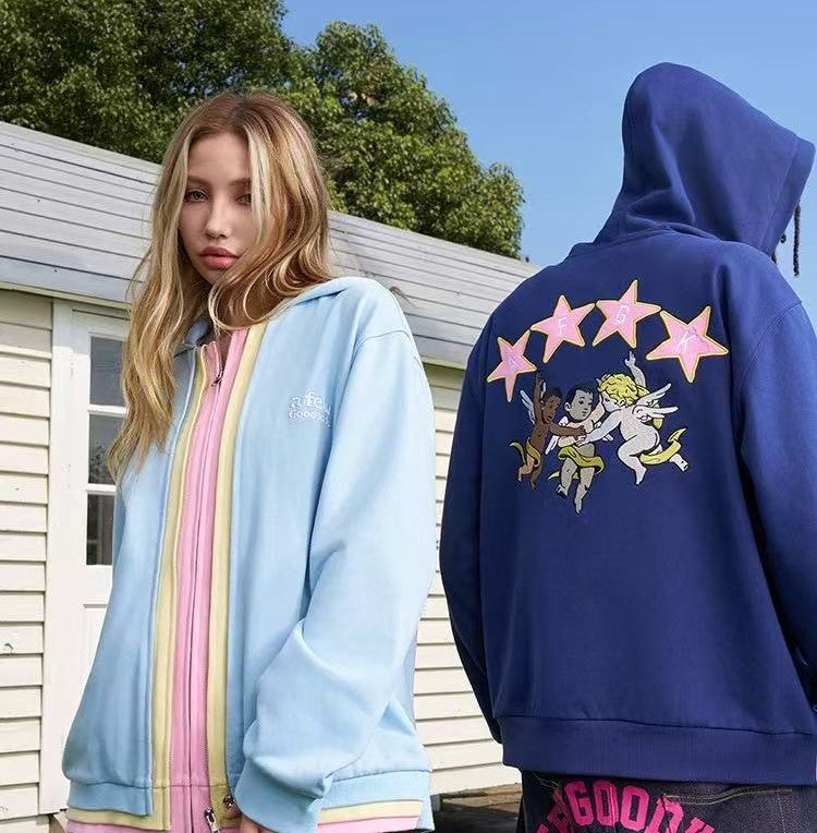 AFGK Colorful Multi Placket Cardigan Sweatshirt