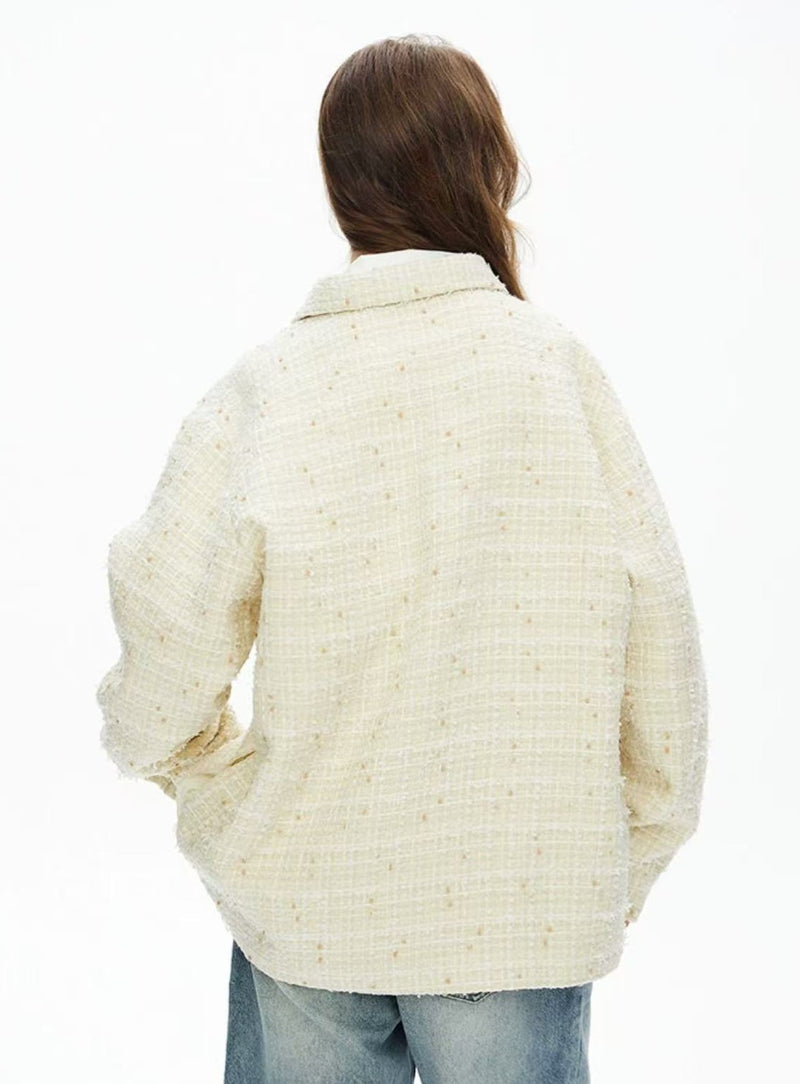ICONSLAB Tweed Woven Long-sleeve Shirt Jacket