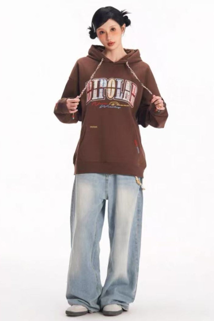 BIPOLAR Rainbow Tassel Appliqué Embroidered Hoodie